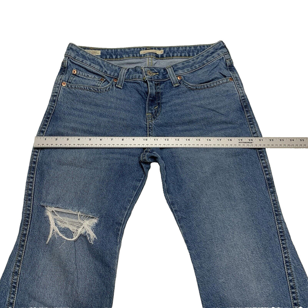 Vaqueros Levi's Premium para mujer, corte acampanado azul, bolsillo con solapa, talla 31/30