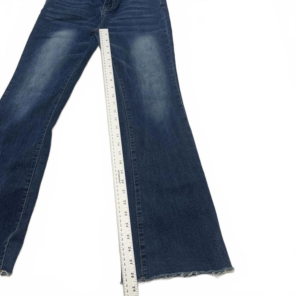 Overol de mezclilla para mujer, talla pequeña, pantalones vaqueros azules con piernas acampanadas