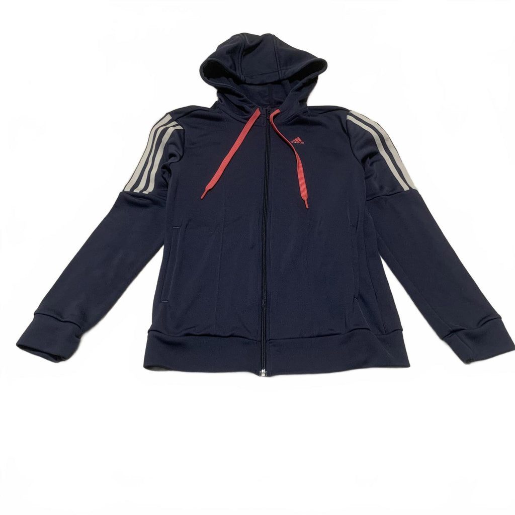 Sudadera con capucha y cremallera Adidas para mujer, talla S, azul marino, 3 rayas