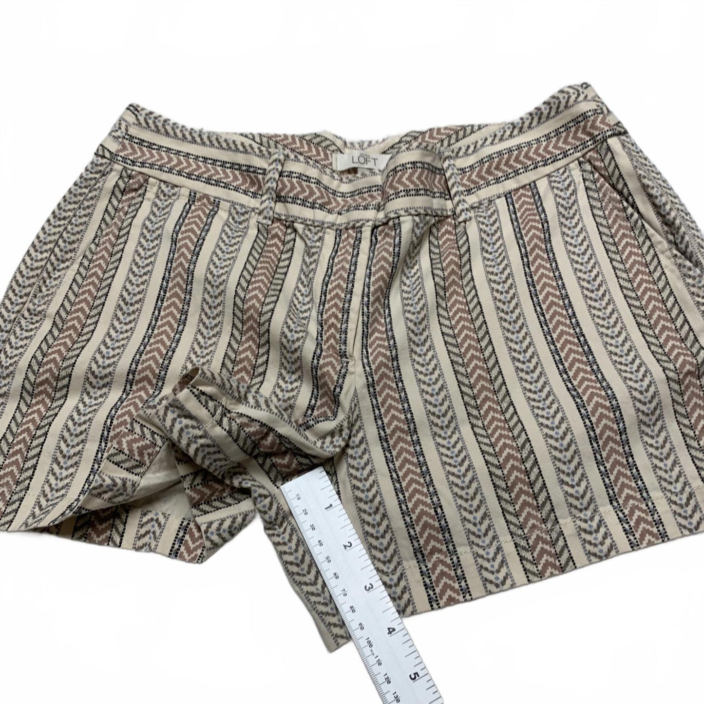 LOFT Women's Size 2 Neutral Beige Vertical Striped Shorts W 30.5 India