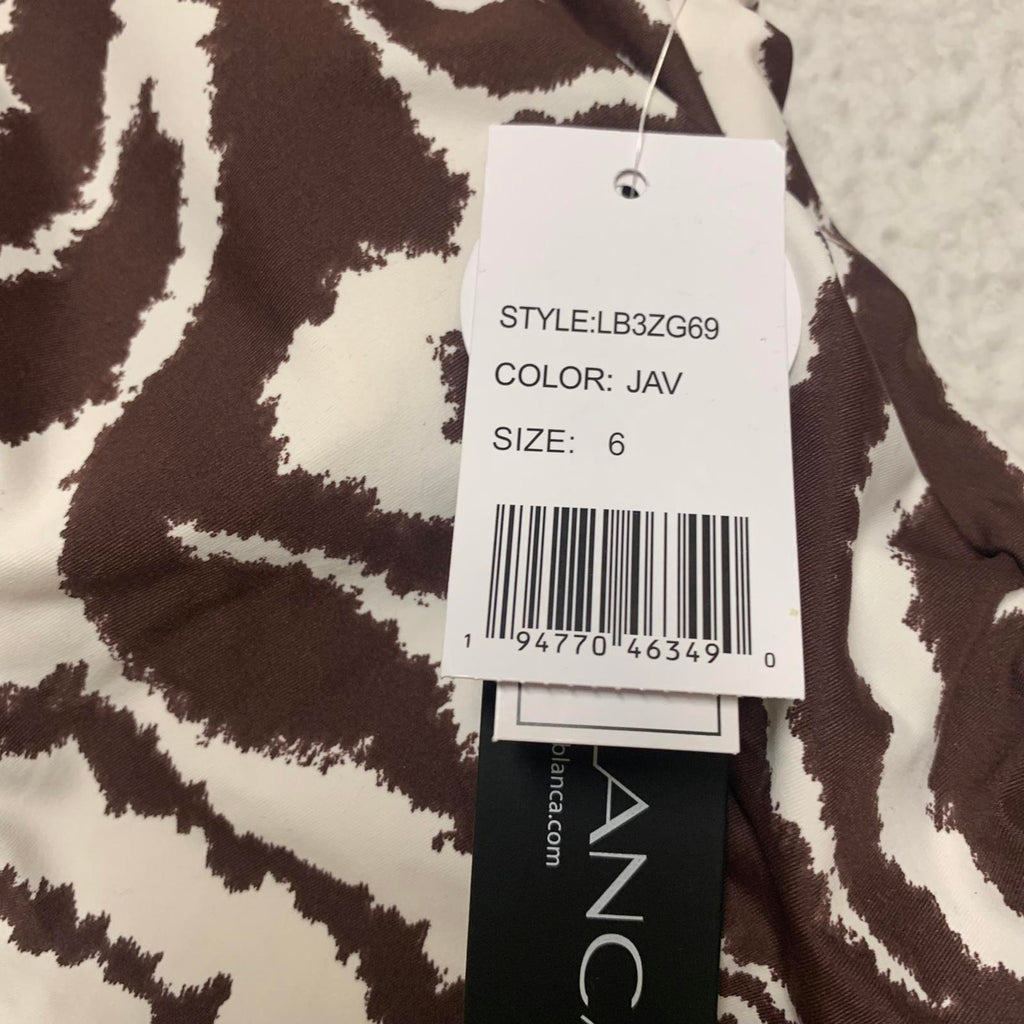 Top tankini con estampado de cebra marrón tostado para mujer La Blanca talla 6 con soporte de sujetador incorporado
