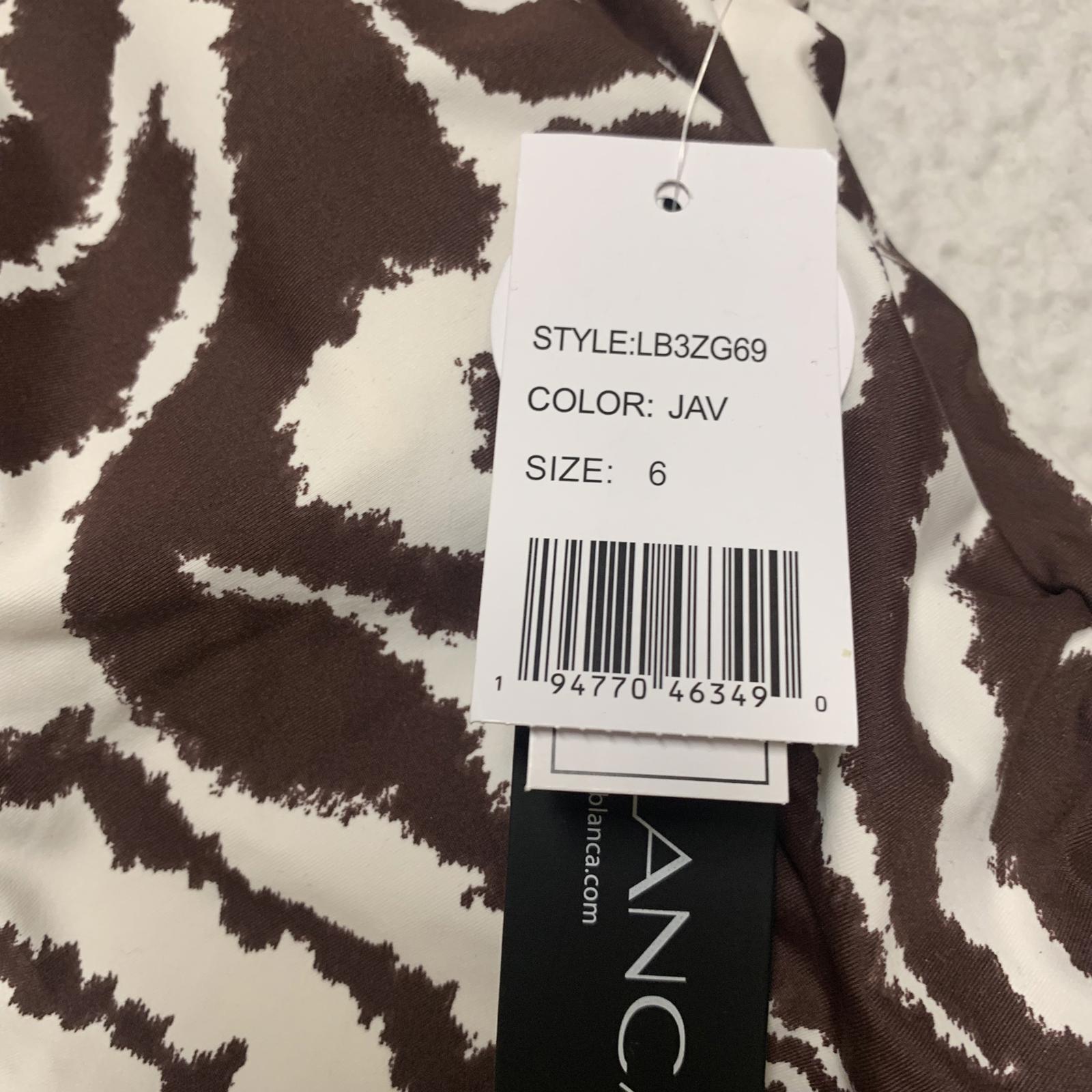 Top tankini con estampado de cebra marrón tostado para mujer La Blanca talla 6 con soporte de sujetador incorporado