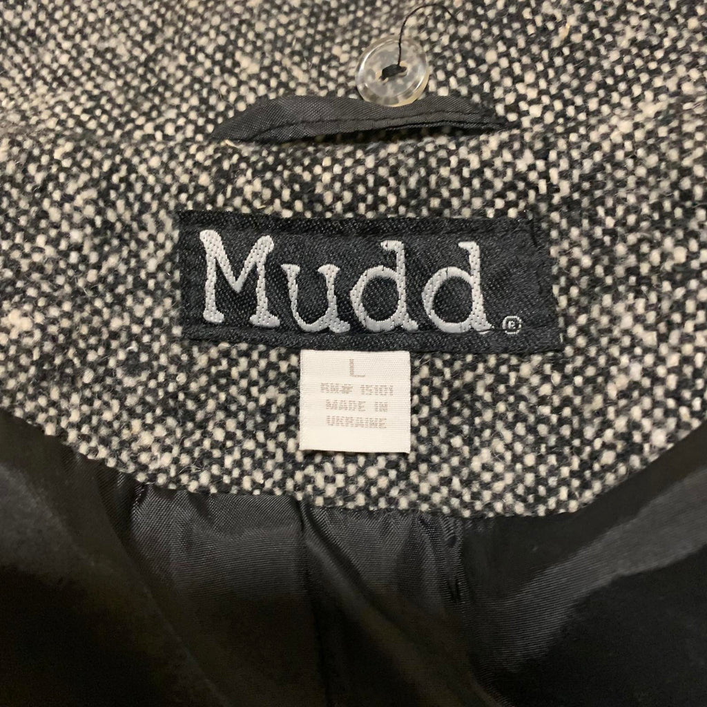 Vintage Mudd Wool Zip Up Coat Gray Size L Made in Ukraine Y2K RN 14981