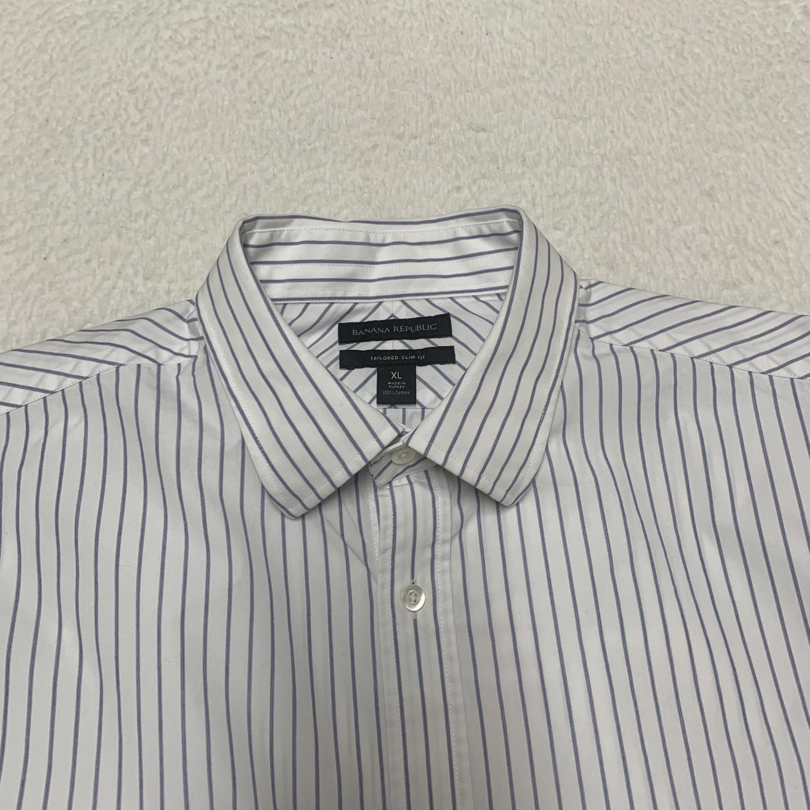 Camisa Banana Republic de rayas blancas y azules, ajustada, talla XL para hombre
