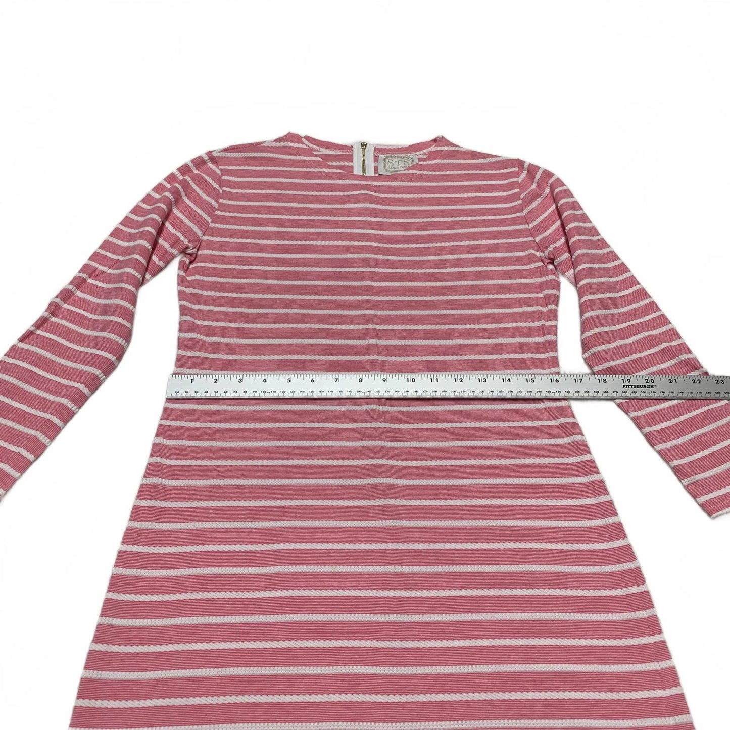 Sail to Sable Juniors Size X-Small Pink White Striped Long Sleeve Summer Dress