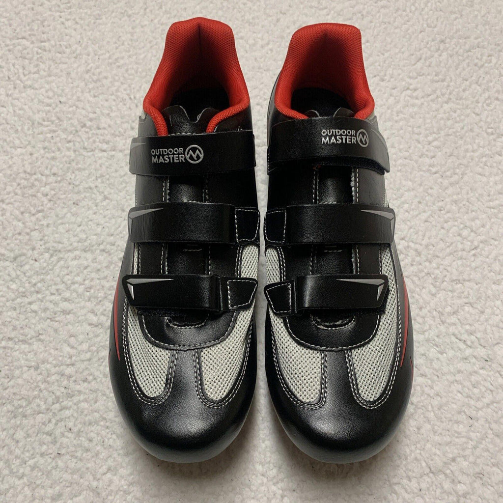 Zapatillas de ciclismo Outdoor Master unisex para mujer, talla 13, para hombre, talla 11, color negro, rojo y gris