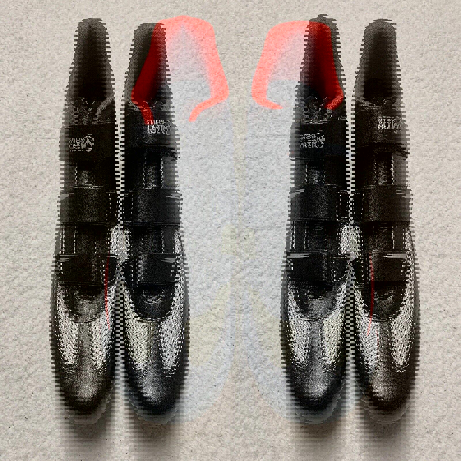 Zapatillas de ciclismo Outdoor Master unisex para mujer, talla 13, para hombre, talla 11, color negro, rojo y gris