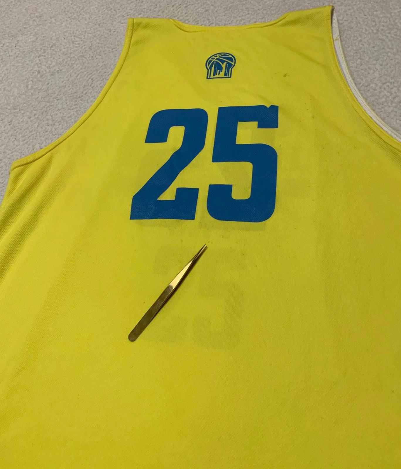 Camiseta sin mangas reversible amarilla y blanca grande para hombre de BasketBall City, número 25