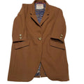 Chaqueta blazer de lana Cartonnier para mujer, talla pequeña, marrón, talla grande, estilo boyfriend, manga 3/4