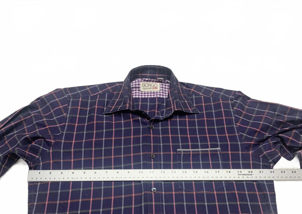 Borgo Ognissanti 28 Men's M Blue Plaid Button Shirt Multicolor Check