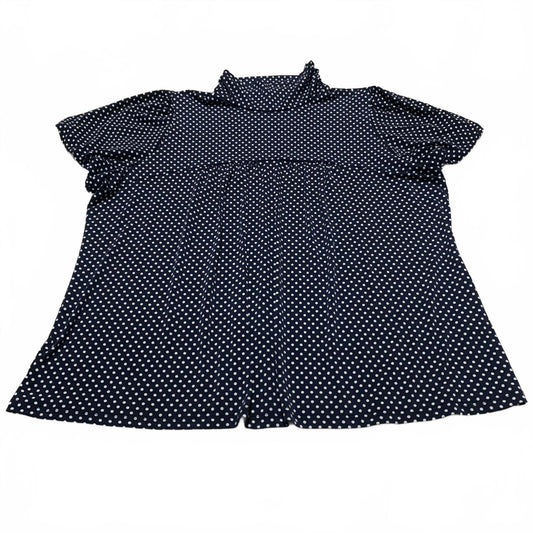 Dressbarn Women's Size 3X Navy White Polka Dot Blouse USA