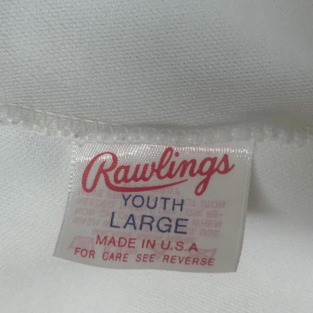 Pantalones deportivos Rawlings de los años 80, talla L, color blanco, rayas, naranja y negro, EE. UU.