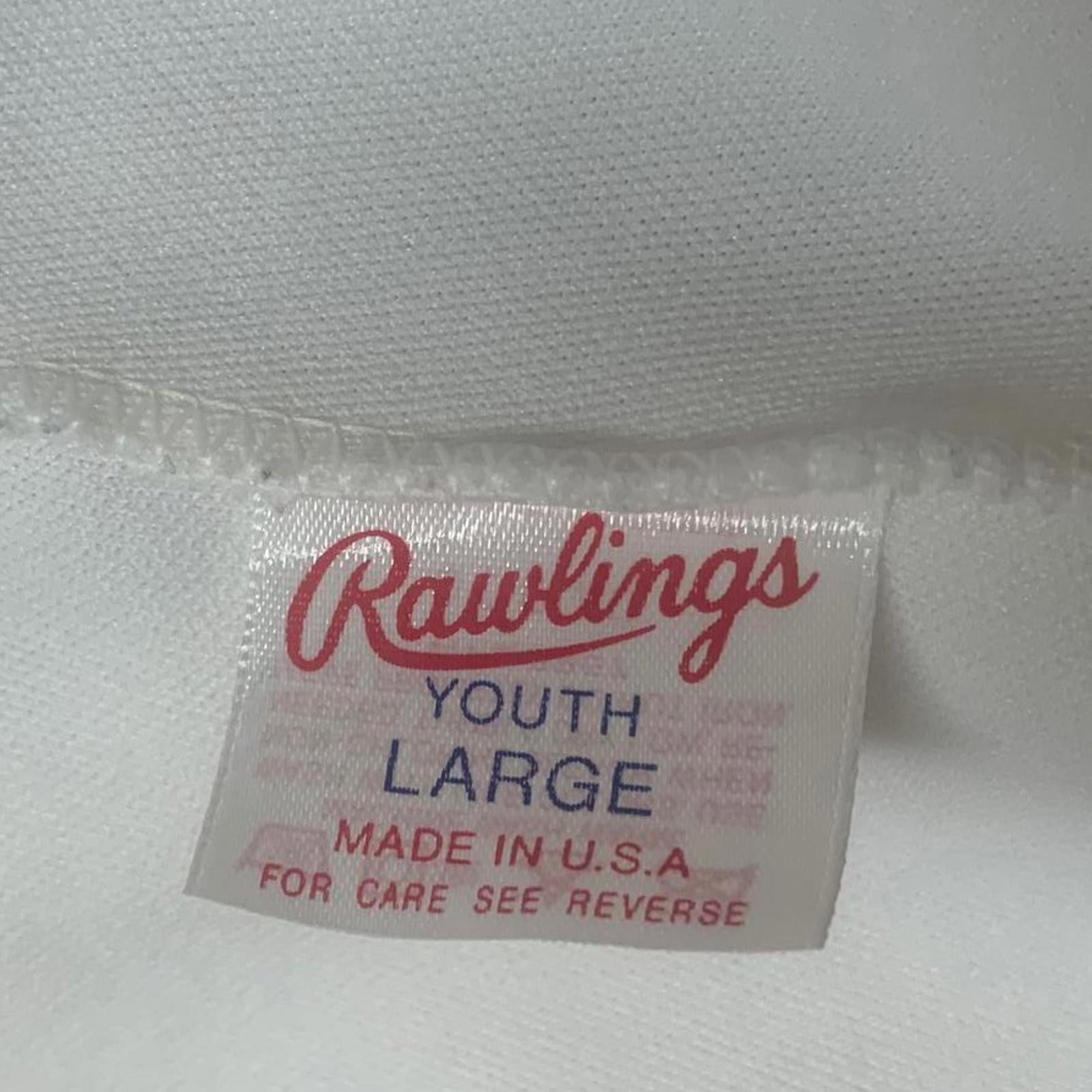 Pantalones deportivos Rawlings de los años 80, talla L, color blanco, rayas, naranja y negro, EE. UU.