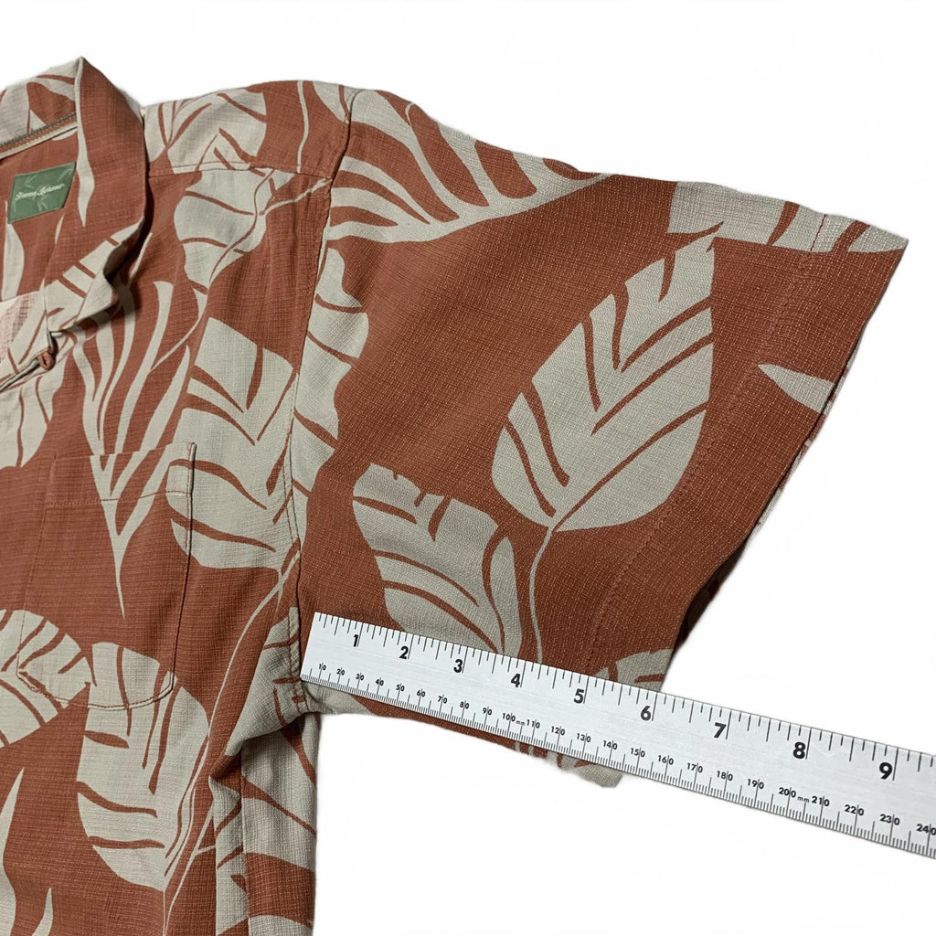 Camisa Tommy Bahama para hombre, talla L, con estampado de hojas tropicales, de seda, lista para vacaciones