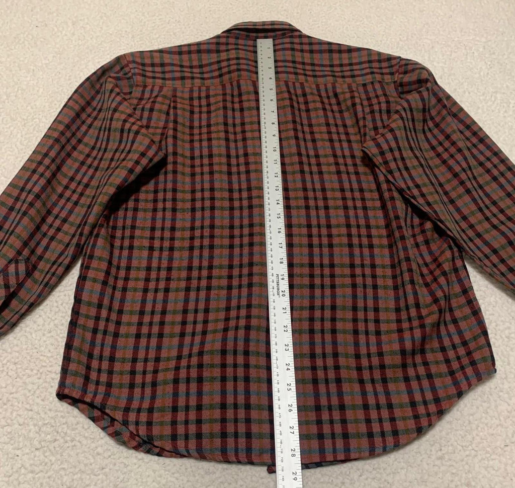 PAT Korea Rhino Men’s Size L Red Black Plaid Long Sleeve Button Up Shirt