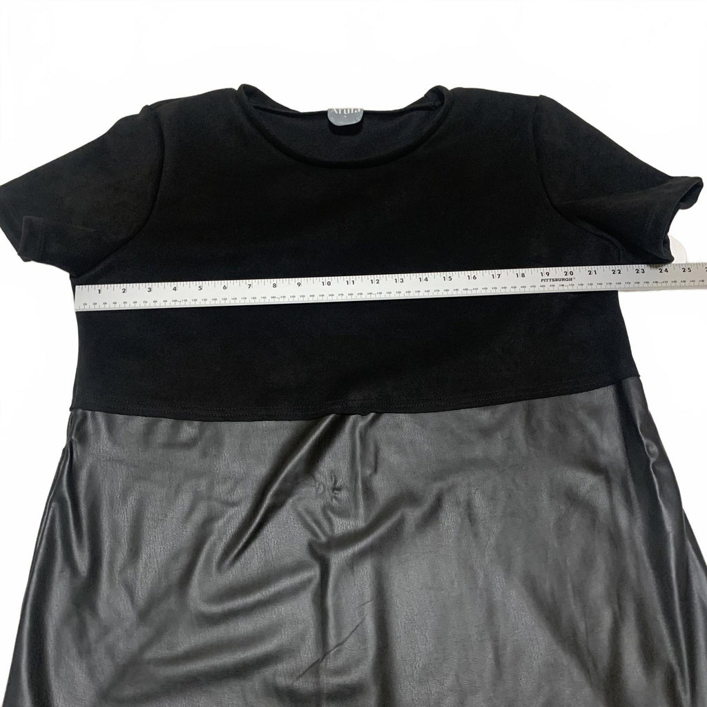 Vestido informal de manga corta con falda de piel sintética Arula para mujer, talla 1X, EE. UU.