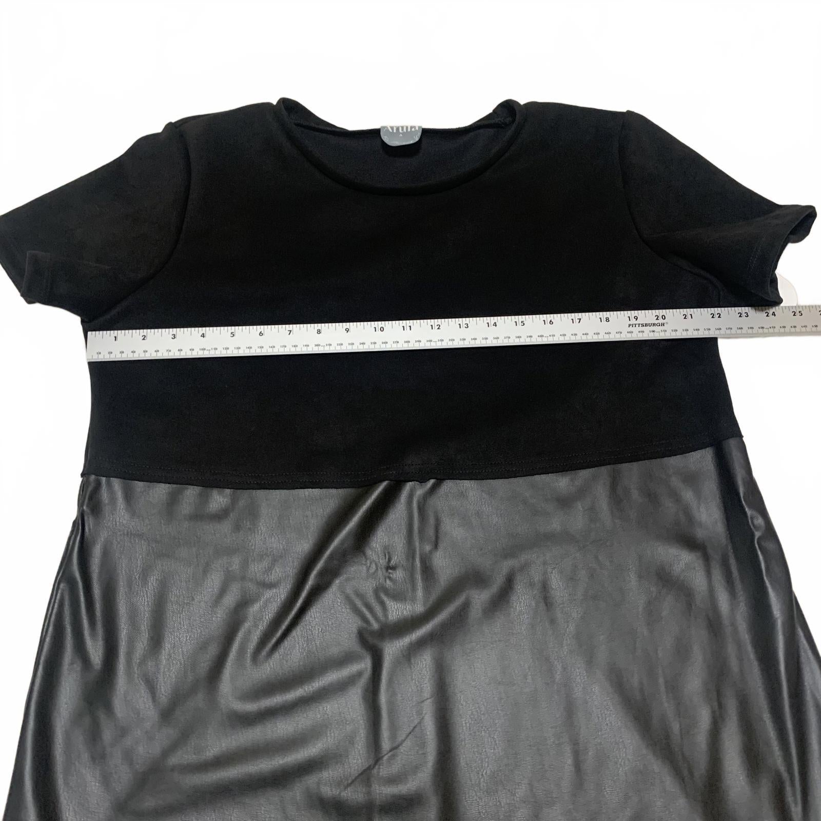 Vestido informal de manga corta con falda de piel sintética Arula para mujer, talla 1X, EE. UU.