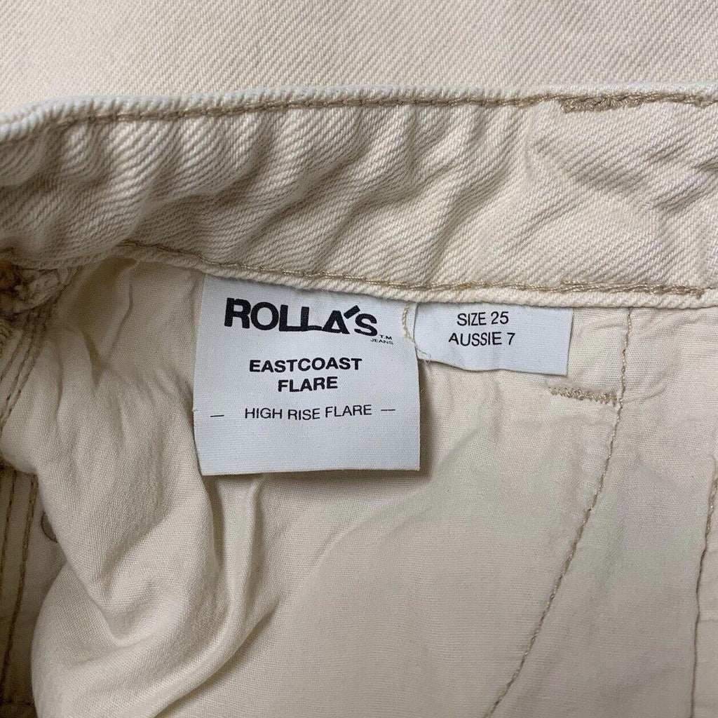 Rolla's Jeans - Vaqueros acampanados beige con botones y pierna abierta para mujer, talla 25