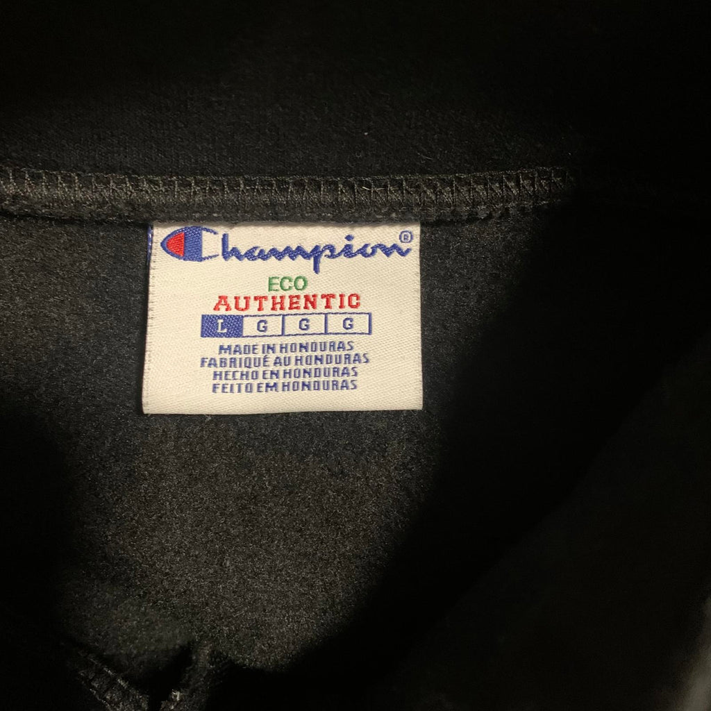 Sudadera Champion Eco Authentic Team Pyramid para hombre, color negro, con cremallera de un cuarto, talla L