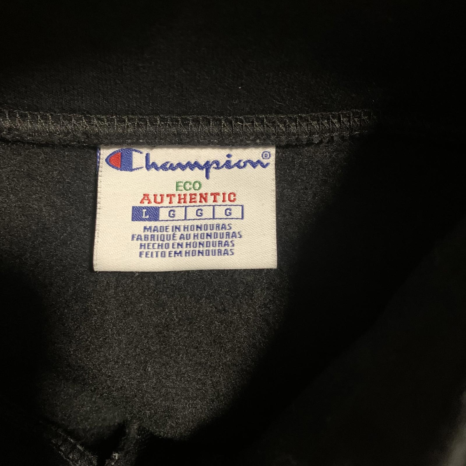 Sudadera Champion Eco Authentic Team Pyramid para hombre, color negro, con cremallera de un cuarto, talla L