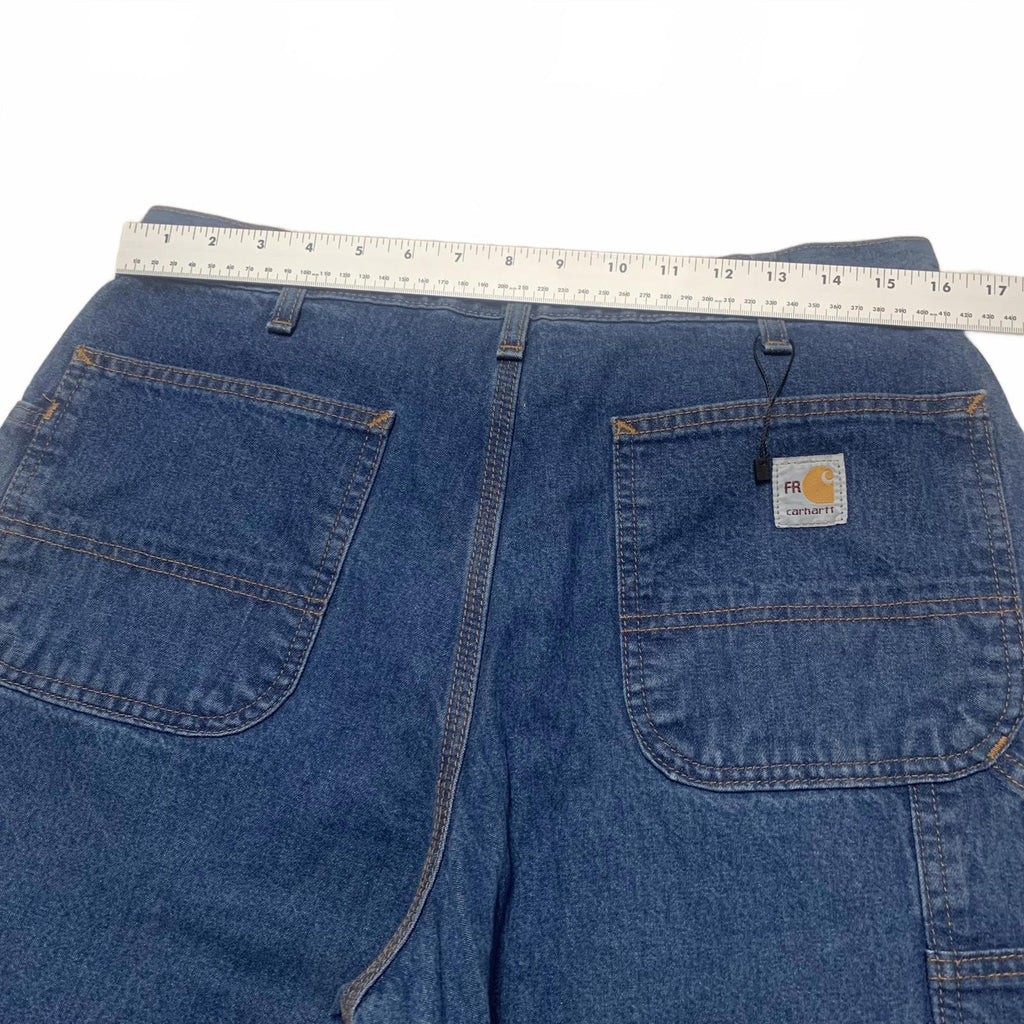 Pantalones de trabajo cargo de mezclilla azul Carhartt FRB13 DNM para hombre, talla 34 x 32, 32 x 32 (talla real)