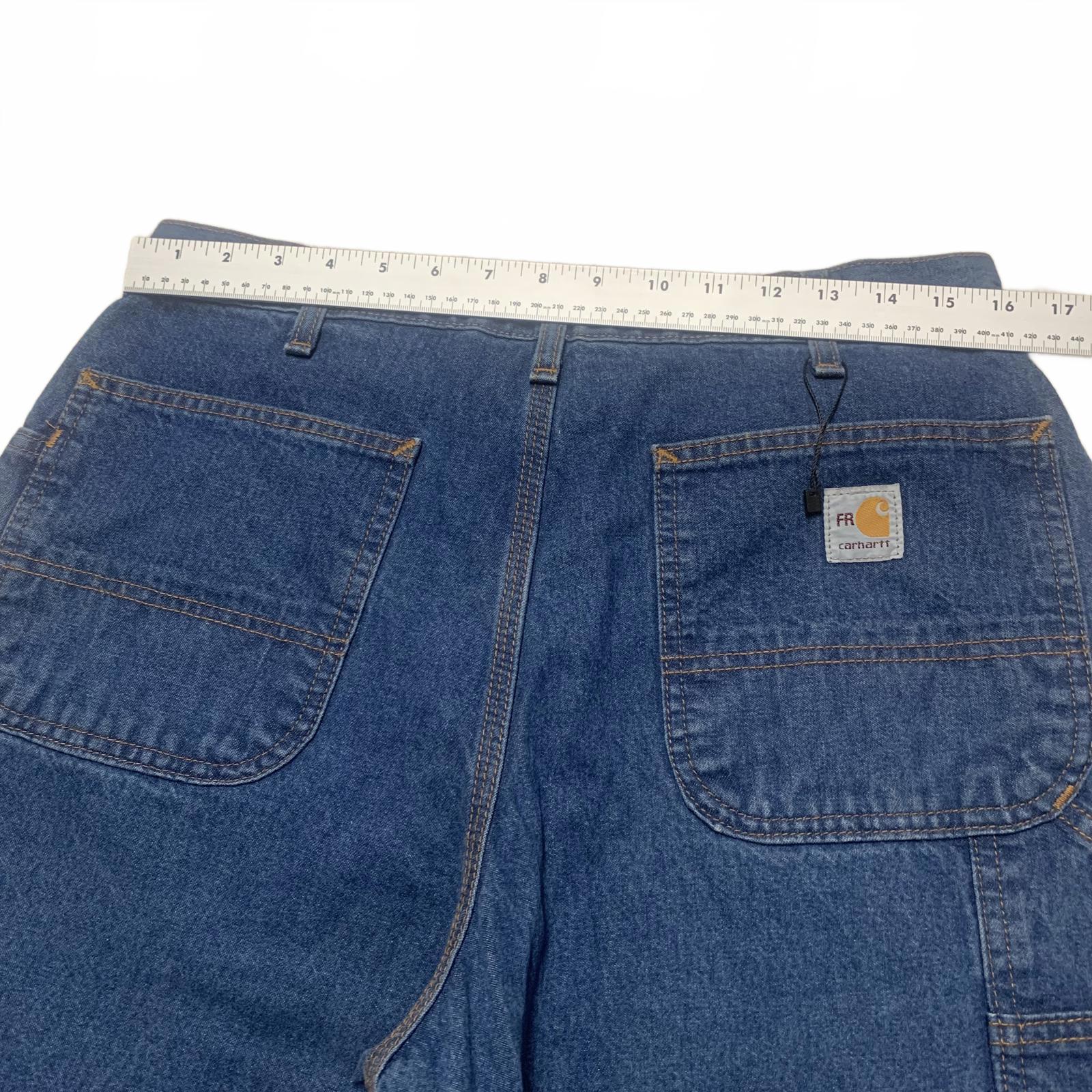 Pantalones de trabajo cargo de mezclilla azul Carhartt FRB13 DNM para hombre, talla 34 x 32, 32 x 32 (talla real)