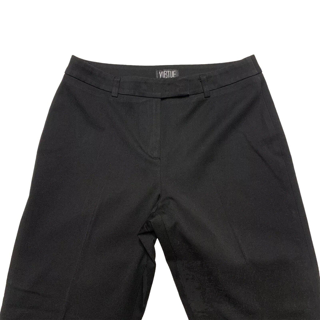 Pantalones de vestir negros Virtue para mujer, talla 12, con trabillas para cinturón y pierna ancha