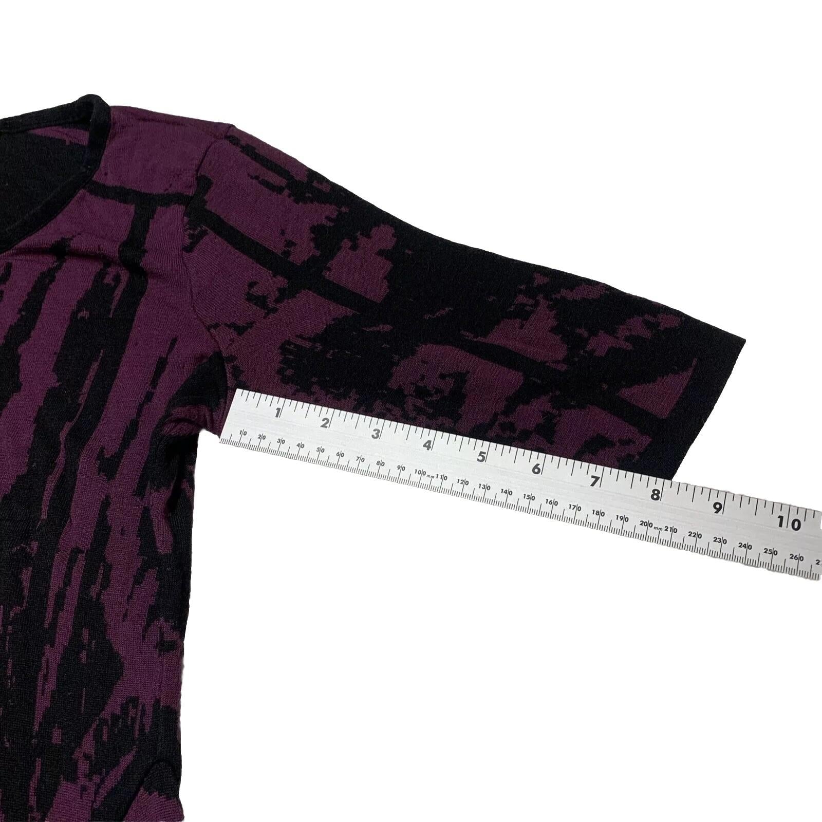 Vestido morado y negro abstracto Simply Vera Vera Wang, talla S, para mujer, con mangas 3/4 hasta la rodilla