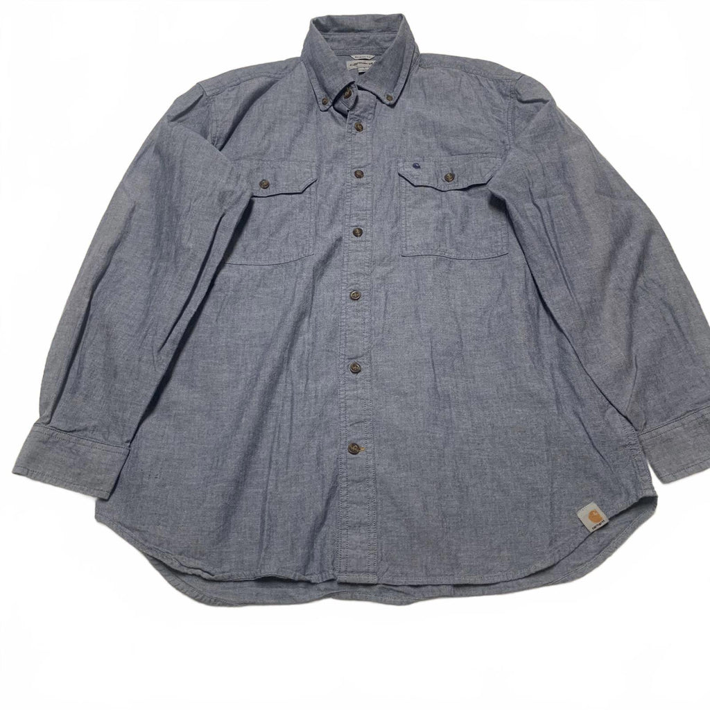 Camisa de trabajo Carhartt Chambray con botones, color azul lavado, talla grande para hombre