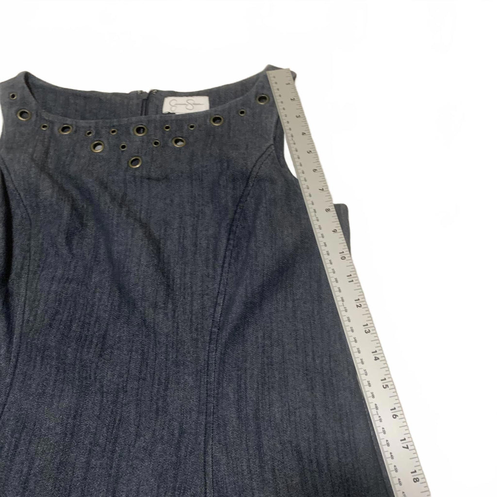Jessica Simpson Women’s Size 12 Sleeveless blue Denim Dress Front Pockets