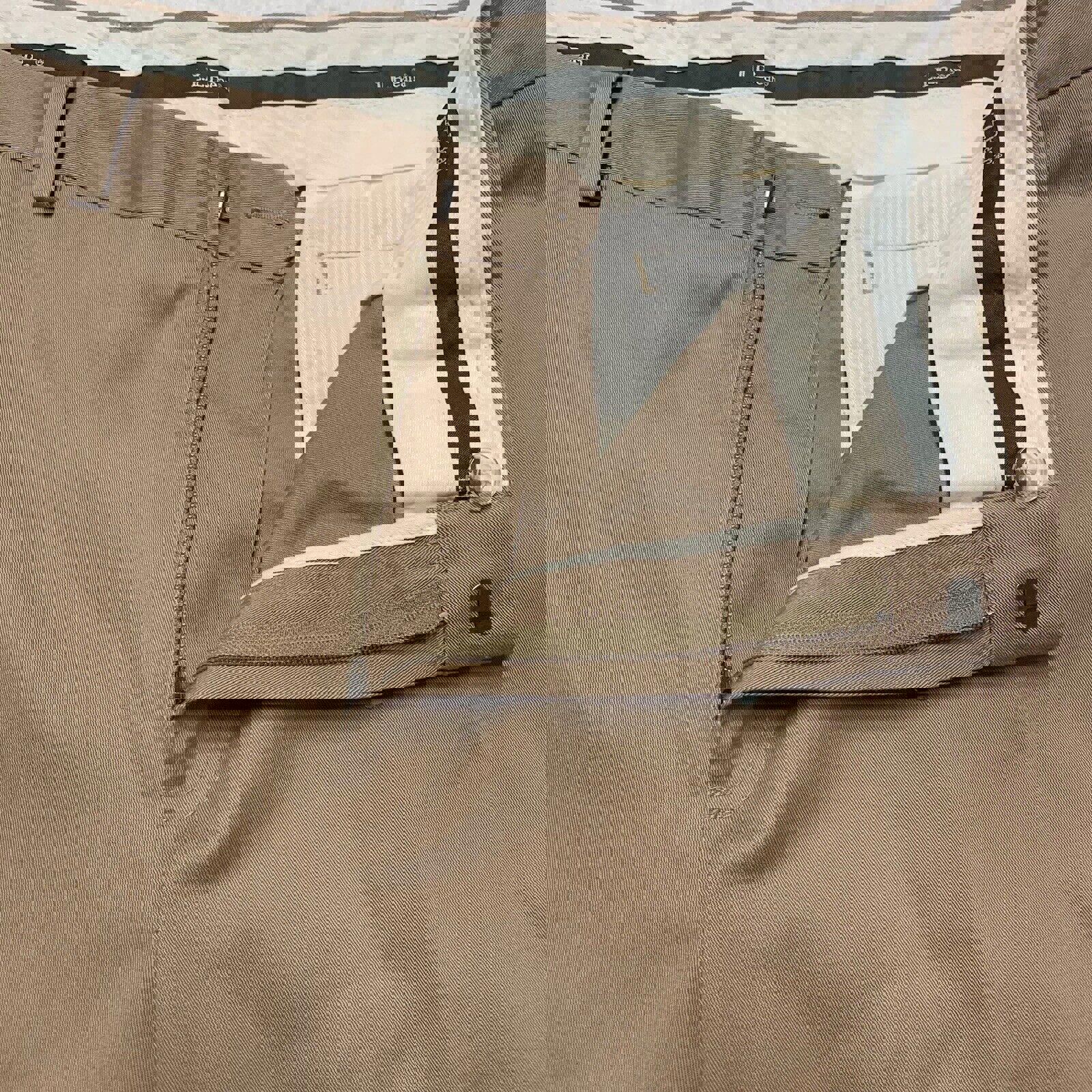 Pantalones de vestir LL Bean Chinos para hombre talla 42 ancho color caqui oscuro