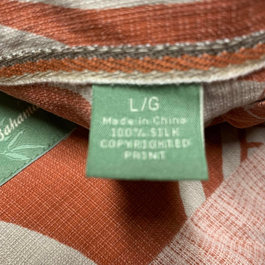 Camisa Tommy Bahama para hombre, talla L, con estampado de hojas tropicales, de seda, lista para vacaciones