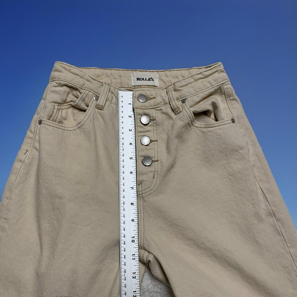 Rolla's Jeans - Vaqueros acampanados beige con botones y pierna abierta para mujer, talla 25