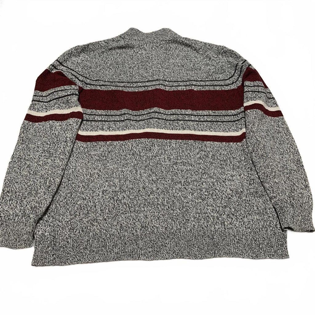 Suéter de algodón a rayas burdeos gris XL para hombre de Croft &amp; Barrow