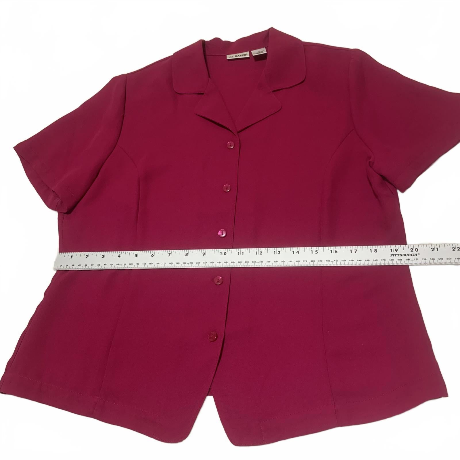 Blusa de manga corta con botones color fucsia para mujer, talla 12, de Liz Baker