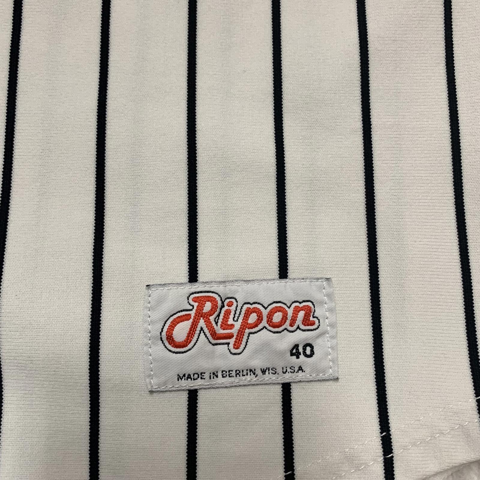 Camiseta de béisbol Ripon Athletic PRIDE #1 para hombre, talla 40, a rayas blancas, sin mangas, EE. UU.