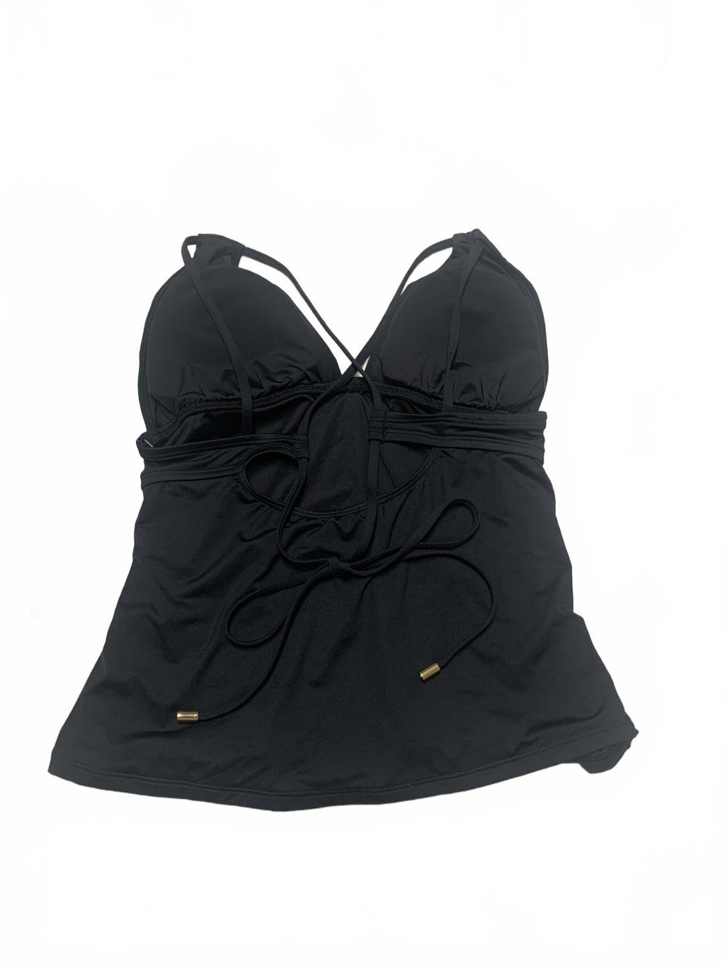 La Blanca Top de baño con cuello halter negro para mujer, talla 10, busto fruncido