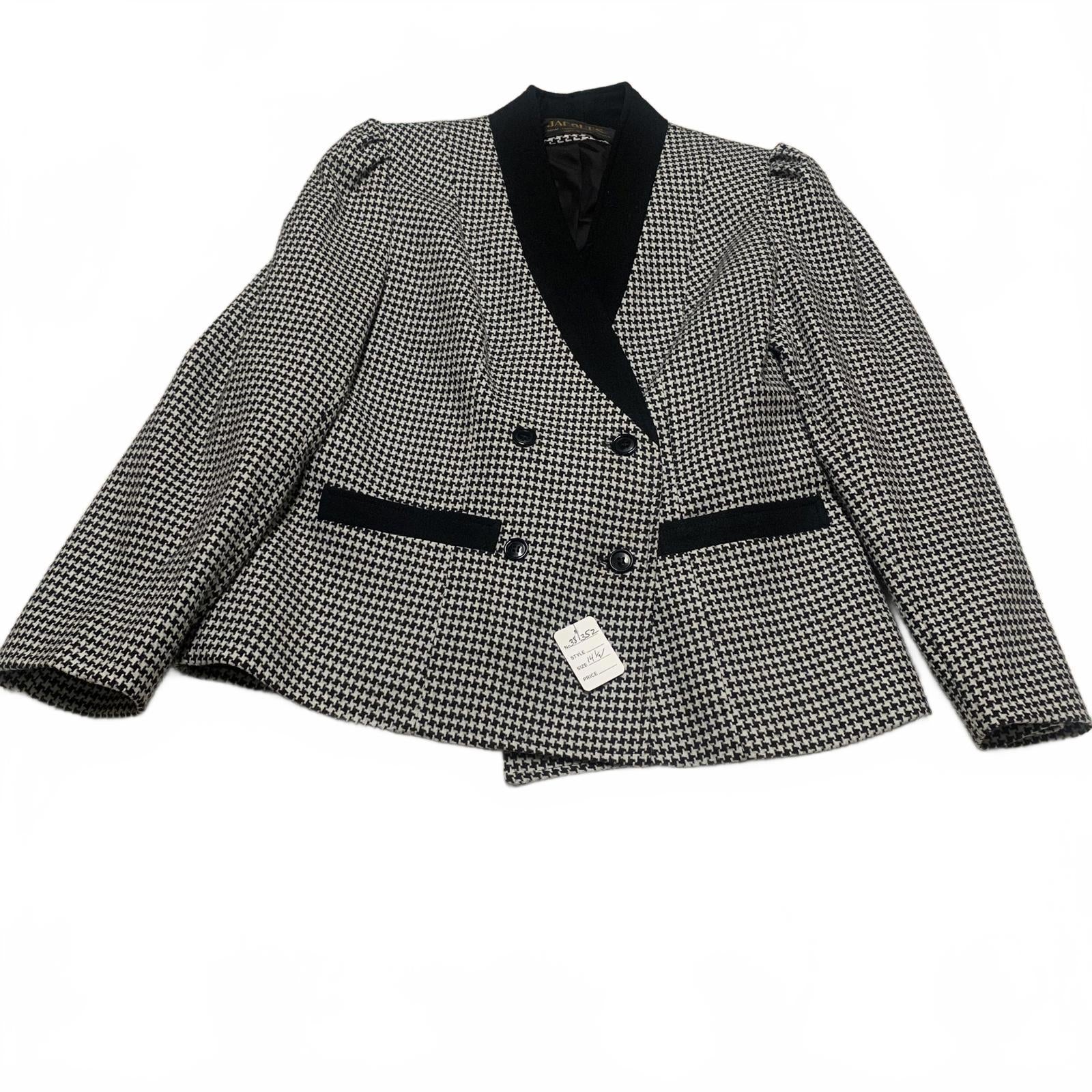 Chaqueta blazer de carrera Jacques New York Paris para mujer, talla 14 1/2, de lana, años 80, EE. UU.
