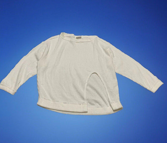 Out From Under UO Women XS  Ivory Oversized Waffle Knit Layering Top Slit
