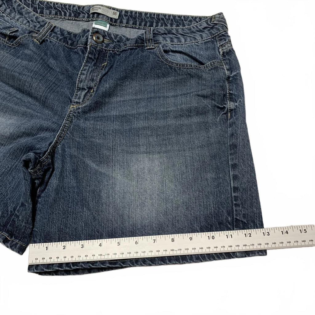 Pantalones cortos vaqueros desgastados azules Route 66 para mujer, talla 16, talla 37