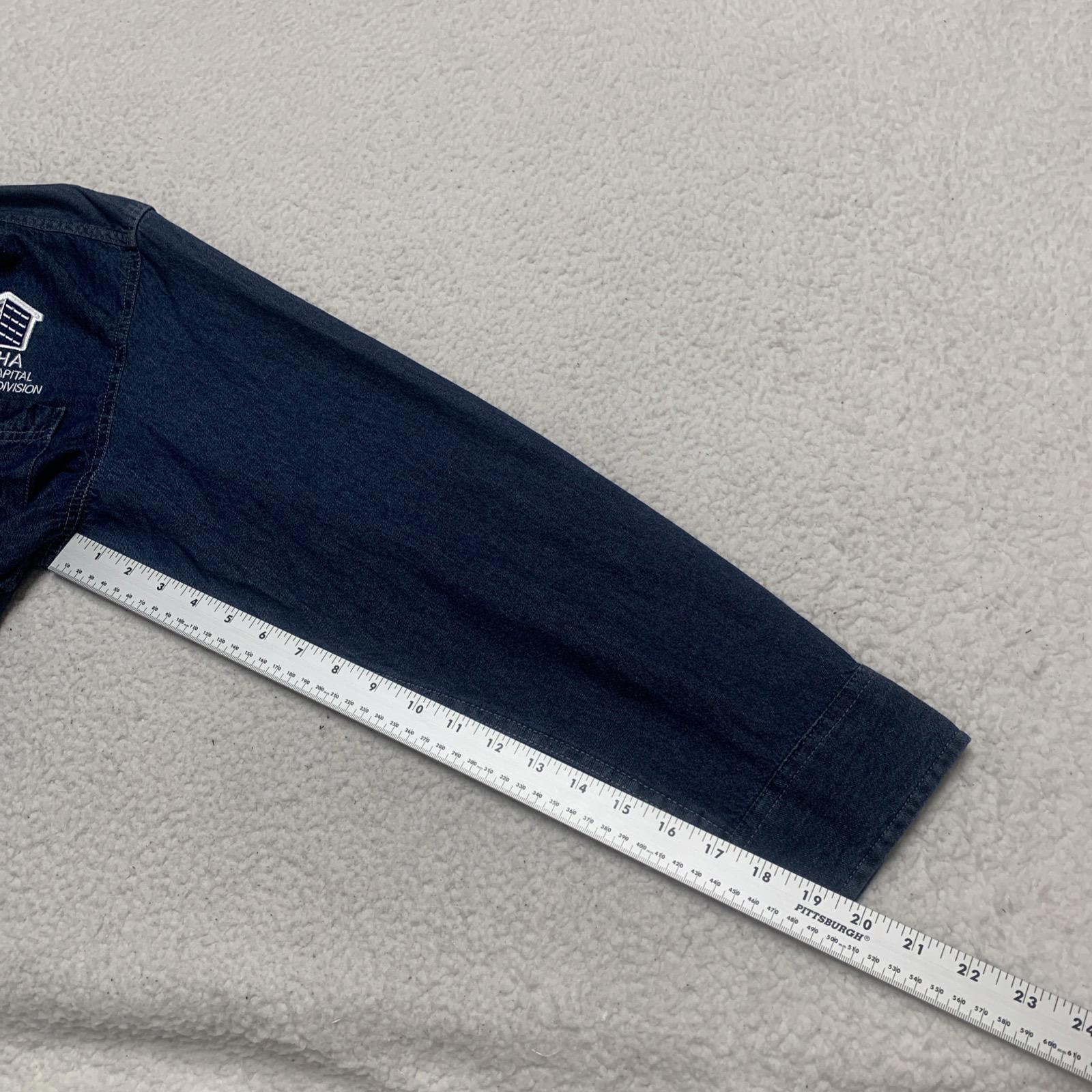 Port & Company Men's Size L Denim Blue Work Shirt NYCHA Uniform Utility Core