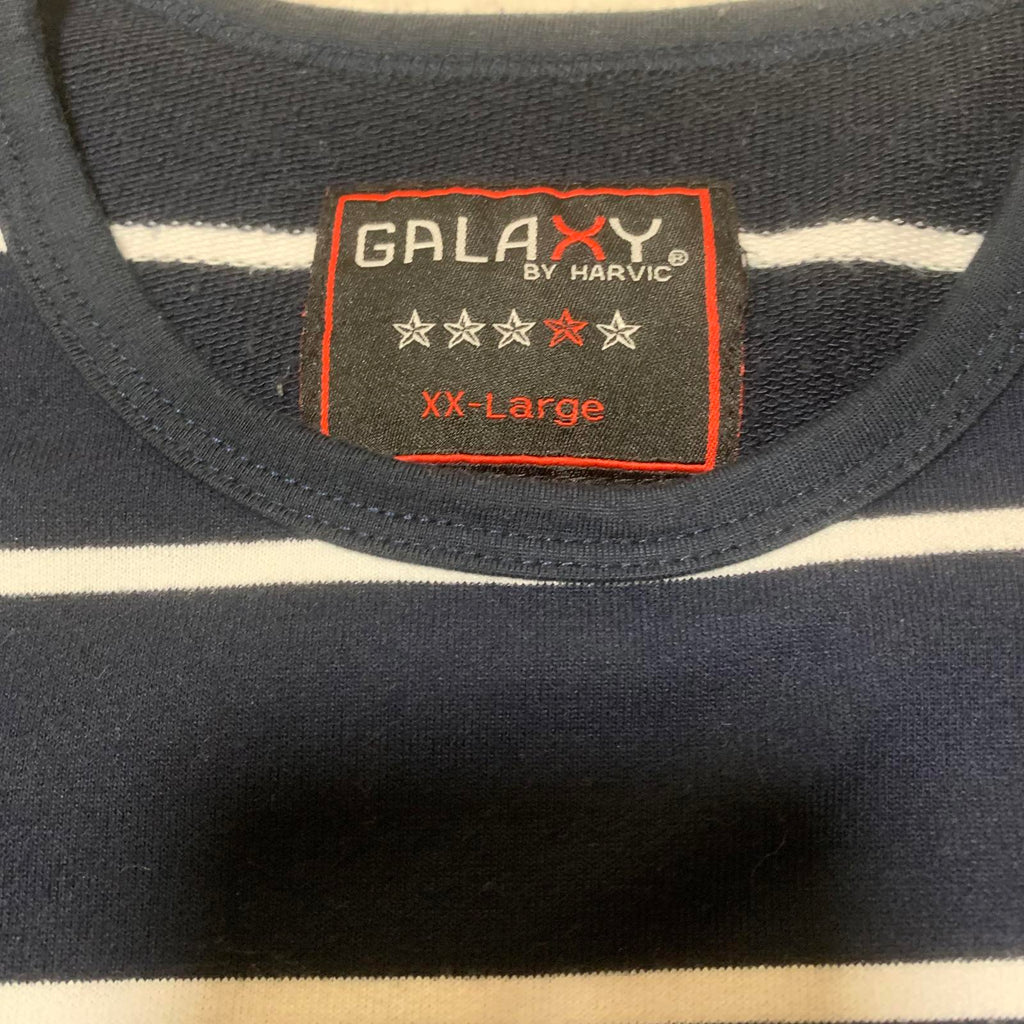 Camisa Galaxy de manga larga a rayas blancas y azul marino para mujer, talla XXL