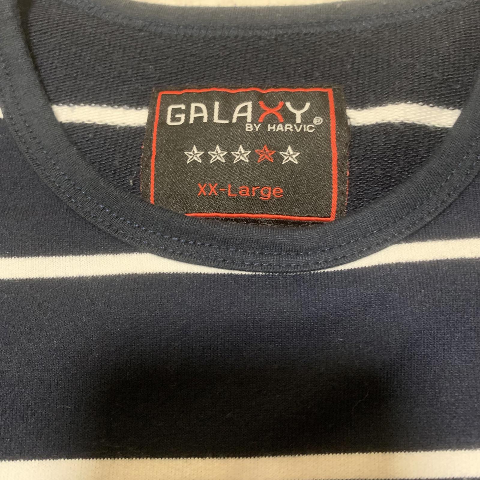 Camisa Galaxy de manga larga a rayas blancas y azul marino para mujer, talla XXL