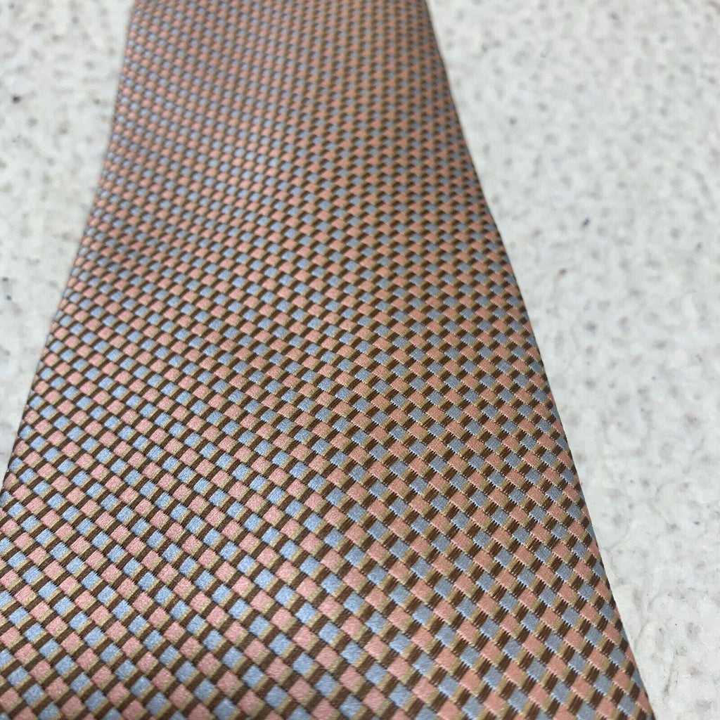 Corbata para hombre Laurant Bennet Milano de 58 pulgadas, color melocotón, gris azulado, marrón, estampado de cuadros