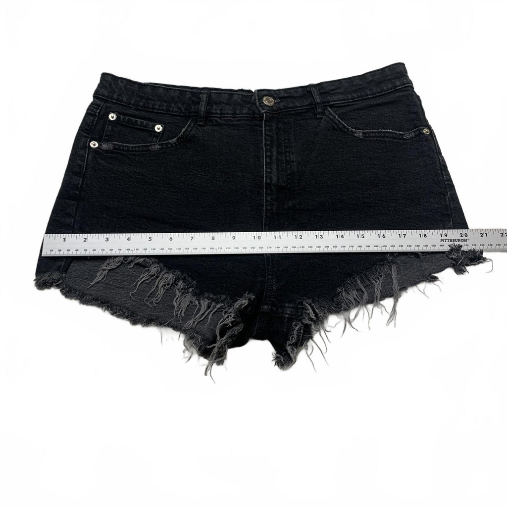 Shorts vaqueros desgastados negros de tiro alto para mujer de Zara, talla 12, estilo festival grunge
