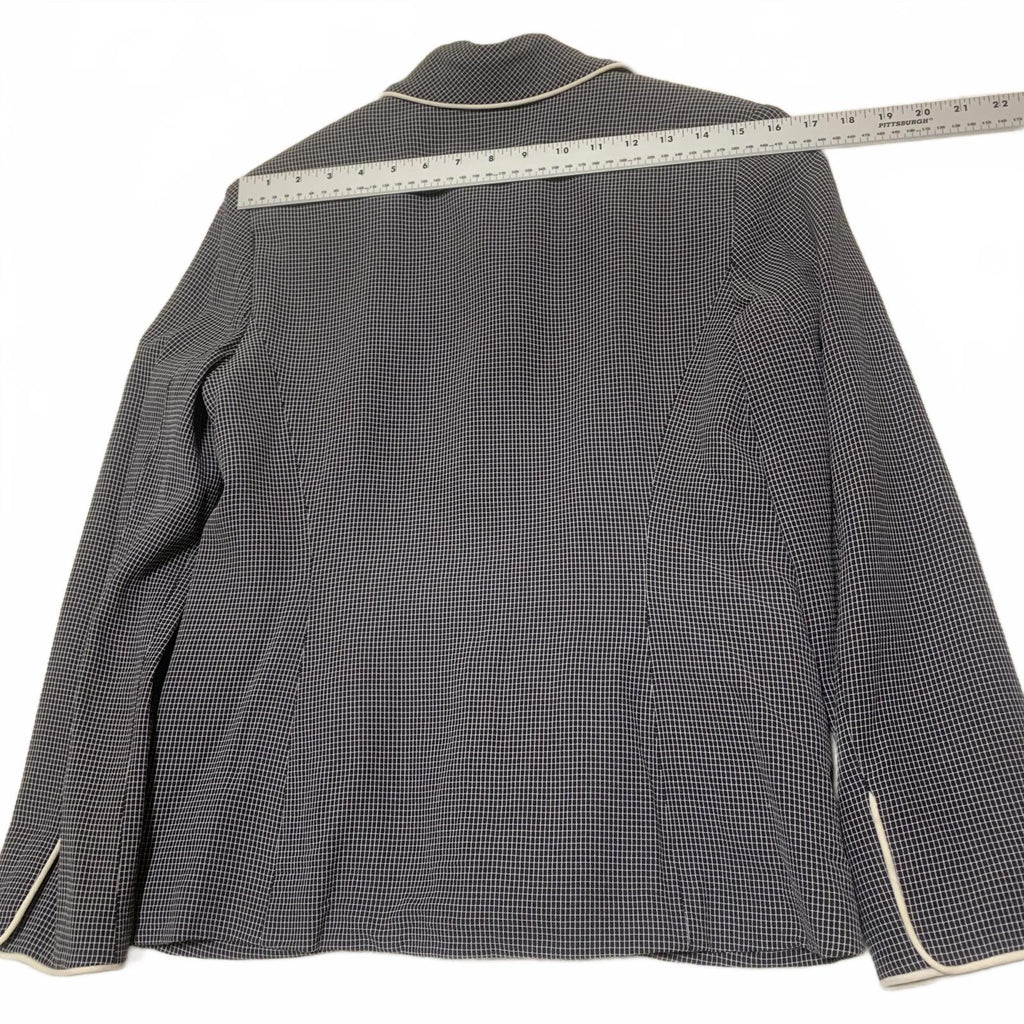 Vintage Casual Corner Petite Women's 8P Navy Blazer Piped Trim Button Jacket