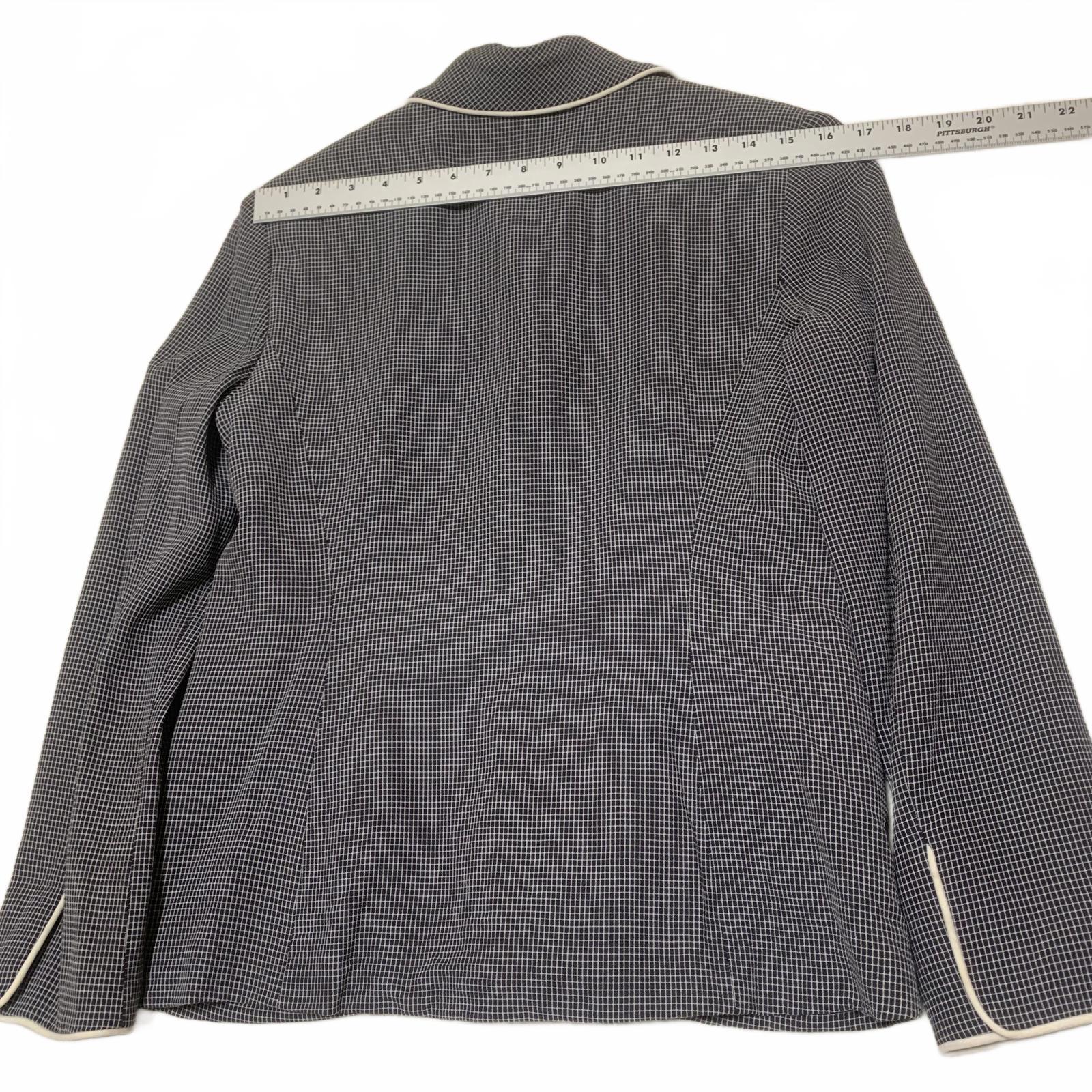 Vintage Casual Corner Petite Women's 8P Navy Blazer Piped Trim Button Jacket
