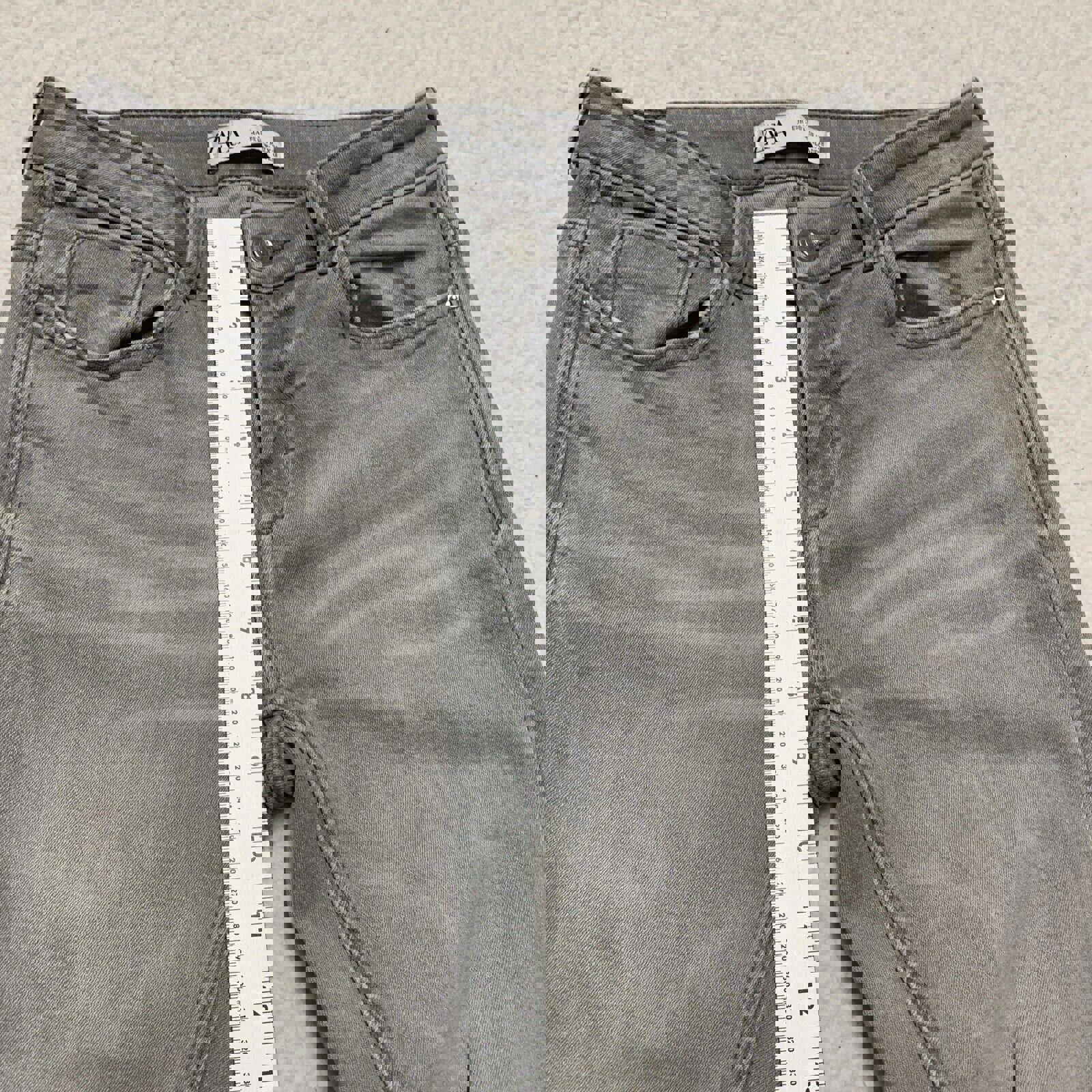 Vaqueros desgastados ajustados de lavado claro gris talla 6 para mujer de Zara