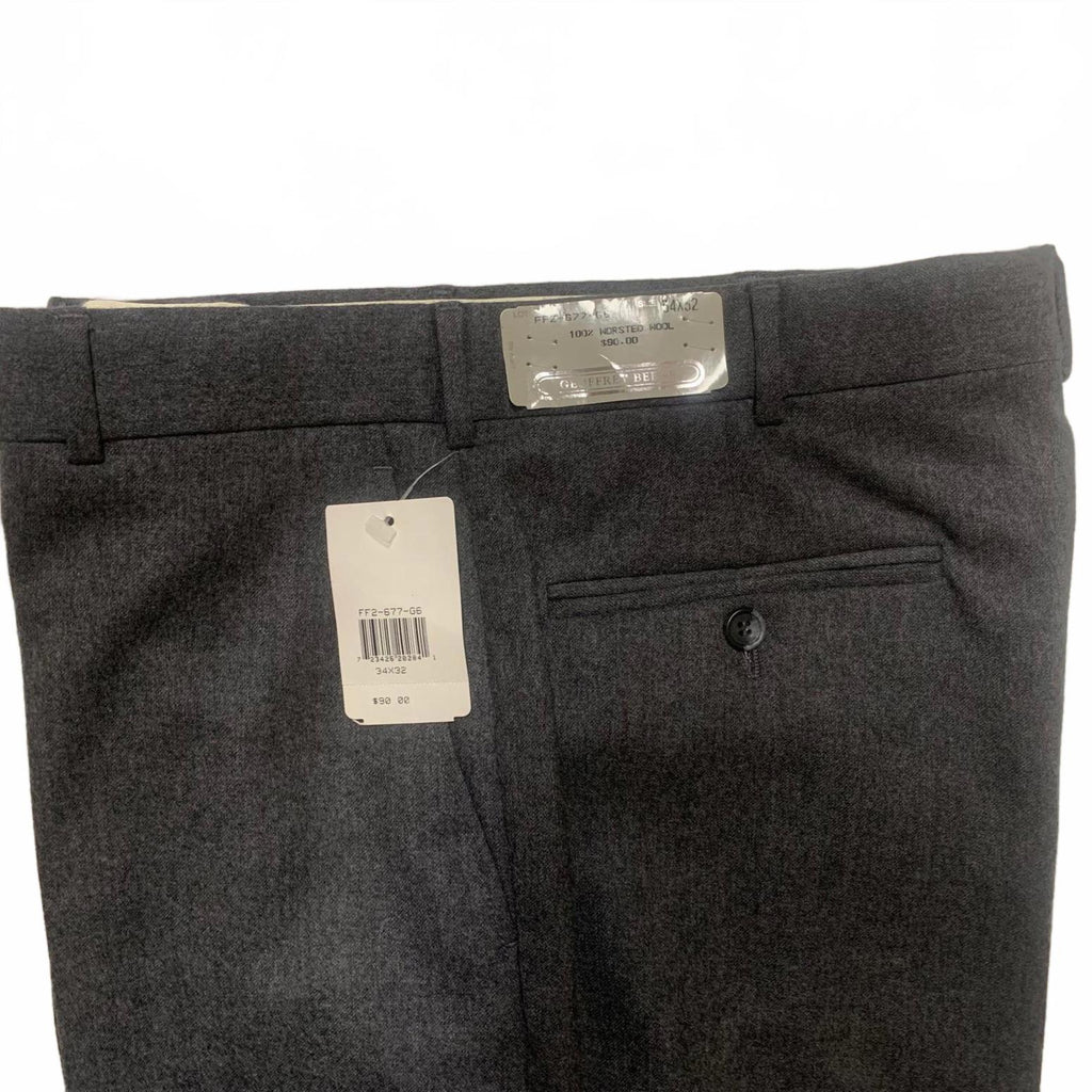 Pantalones de vestir de lana peinada 100 % color gris Geoffrey Beene para hombre, talla 34 x 32