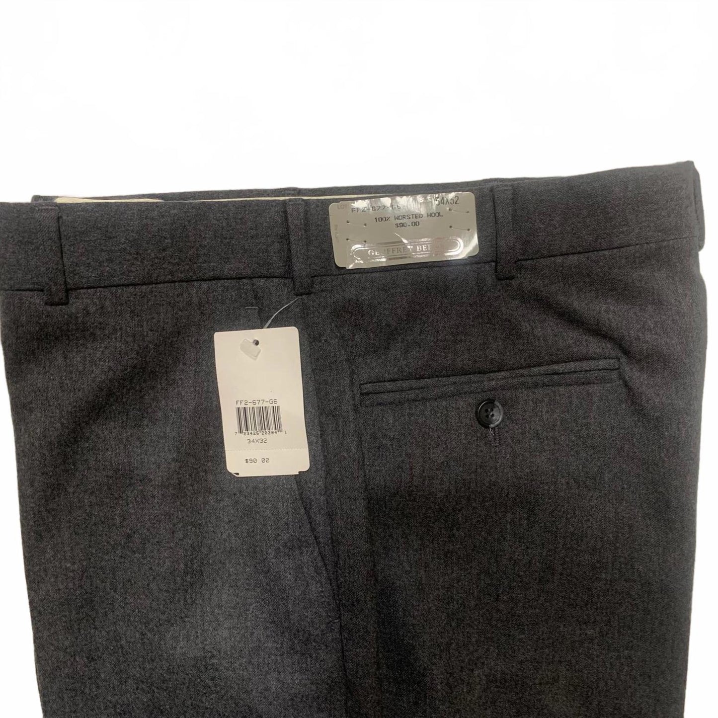 Geoffrey Beene Men's Size 34x32 Gray 100% Worsted Wool Dress Pants